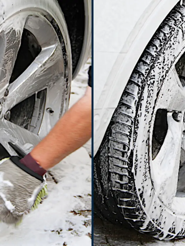 A gloved hand scrubbing the spokes of an alloy wheel in Putney